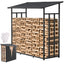 Cosmo Go Kaminholzregal Brennholzregal Metall 185x70x185cm mit Dach