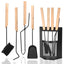 Cosmo Go Kaminbesteck 4-teiliges Kaminbesteck Set Holzgriff
