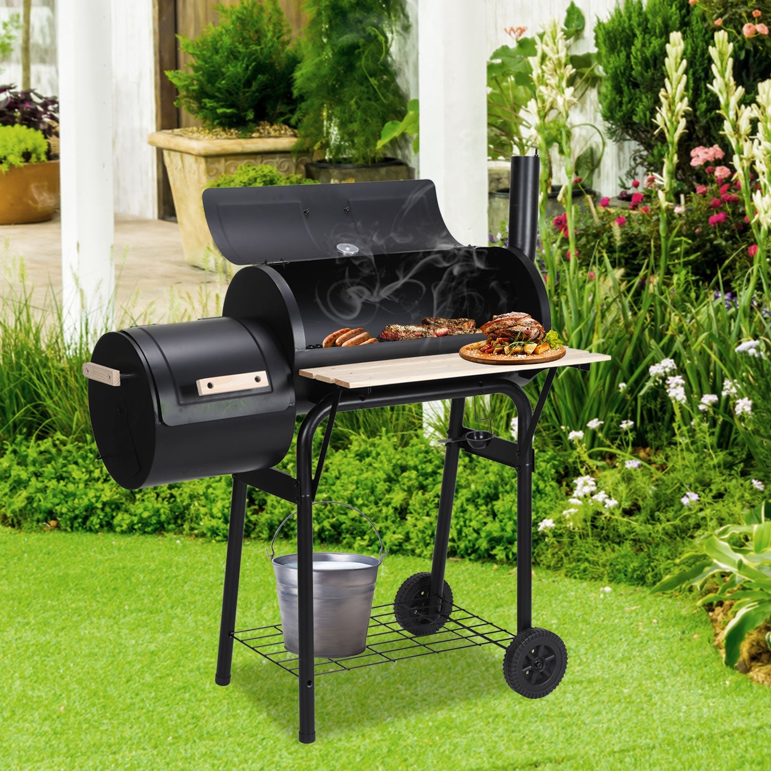 Cosmo Go Holzkohle Grill BBQ Multifunktionaler mit Thermometer