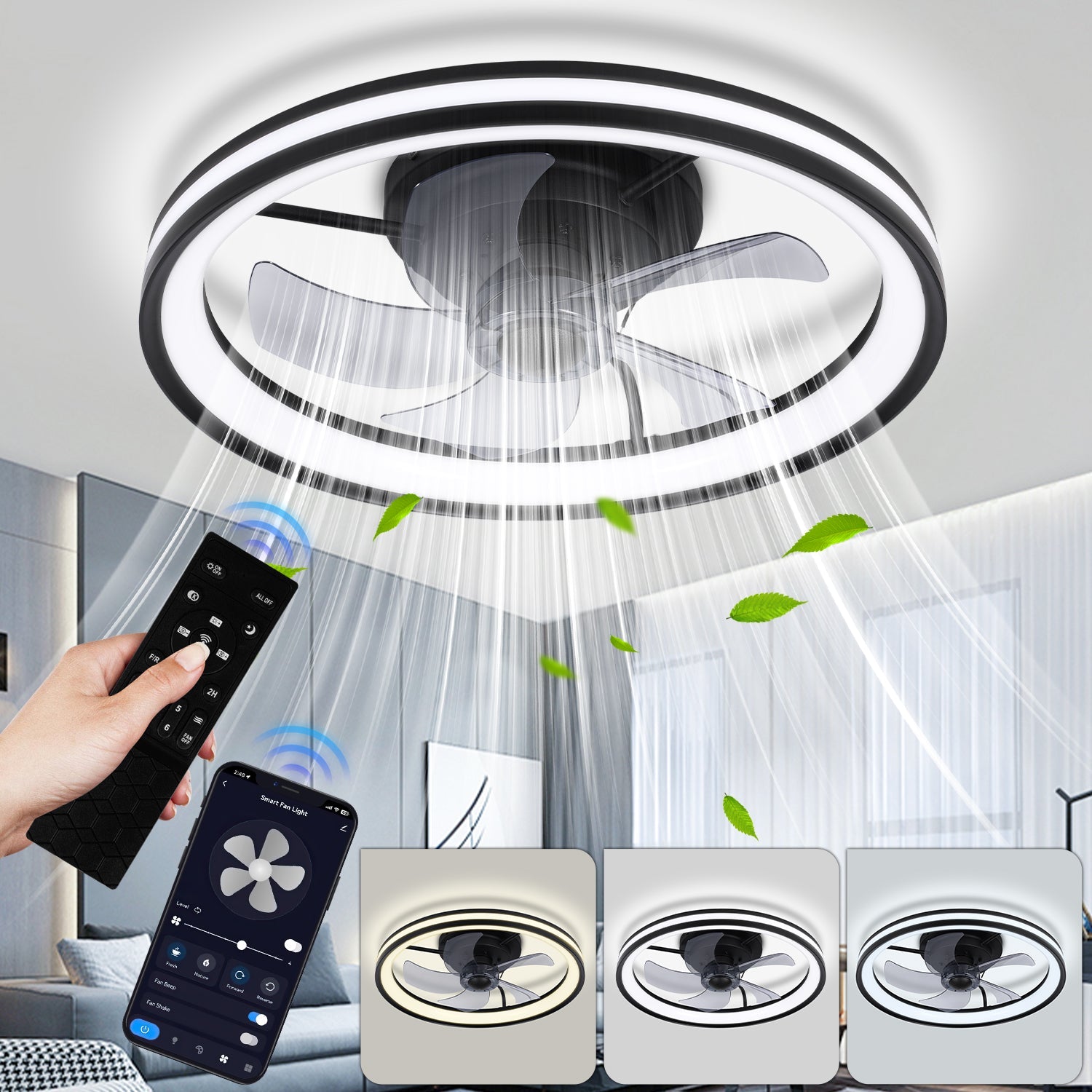 Cosmo Go Deckenventilator Ventilator mit Fernbedienung und Beleuchtung