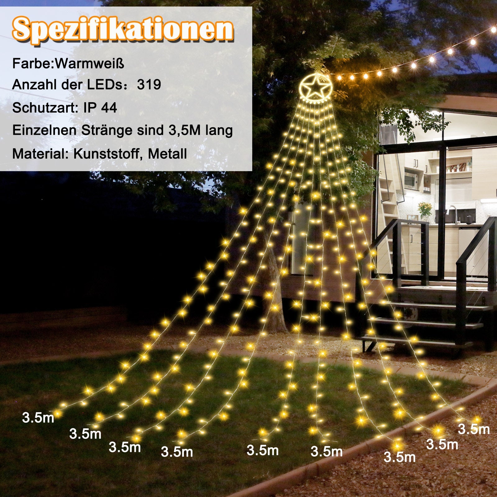 Cosmo Go LED Lichterkette mit Sternen mit 9 Girlanden