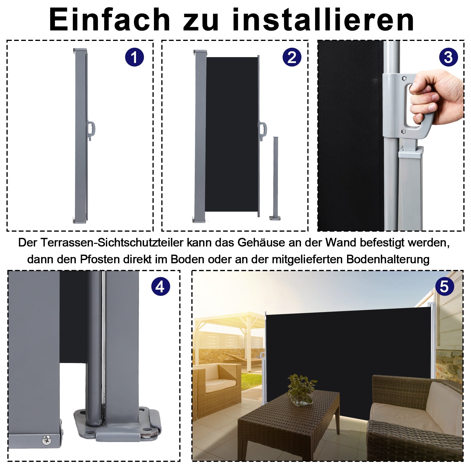 Cosmo Go Seitenmarkise Sichtschutz Ausziehbar