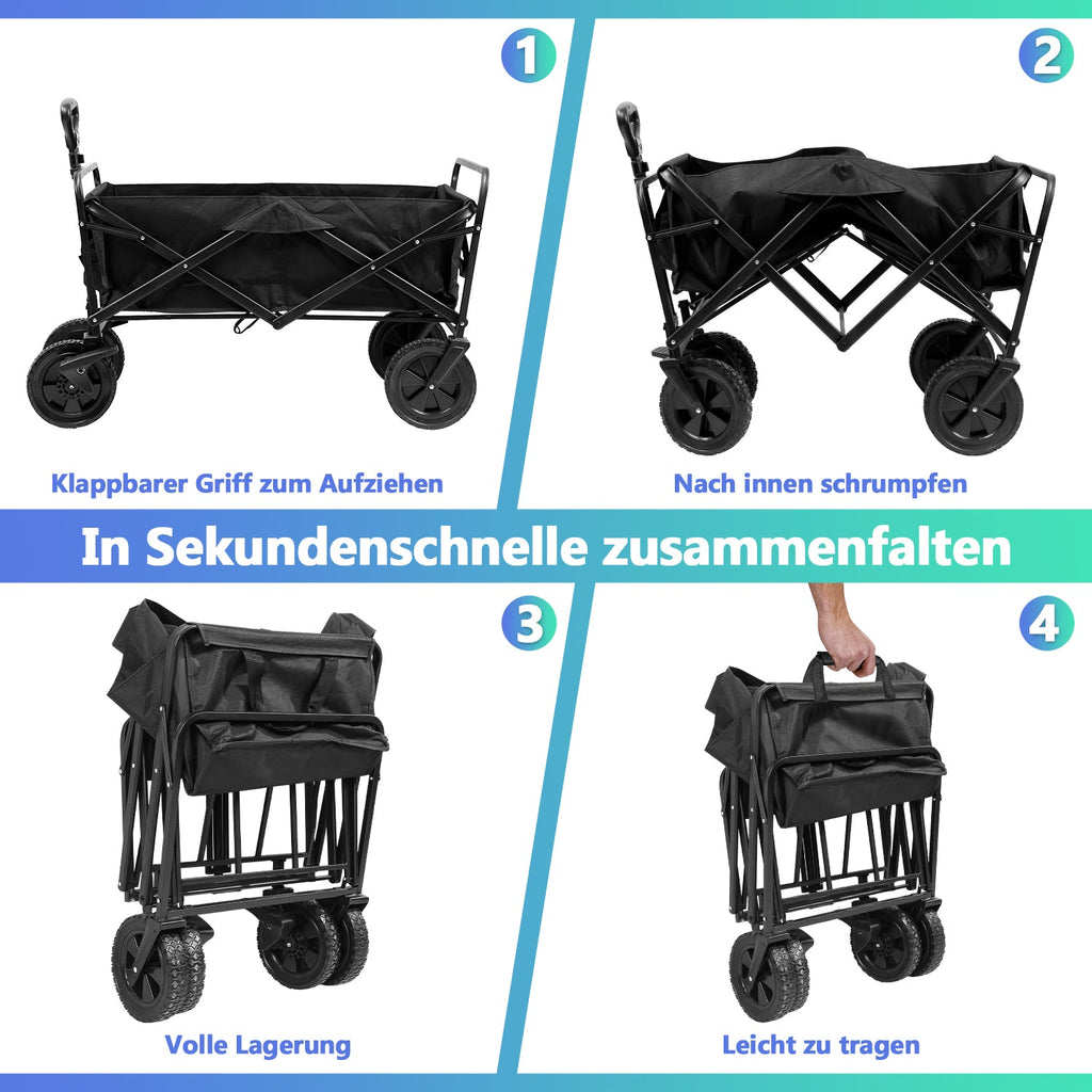 Cosmo Go Bollerwagen faltbar Transportwagen 100kg Belastbarkeit
