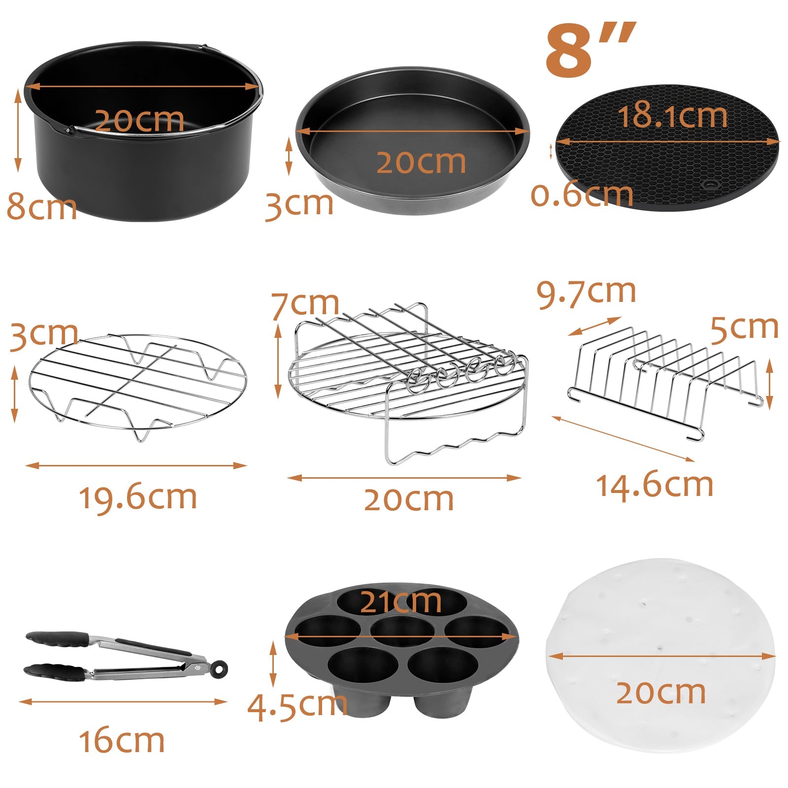 Cosmo Go 12X Zubehör Set für Heißluftfritteuse Airfryer