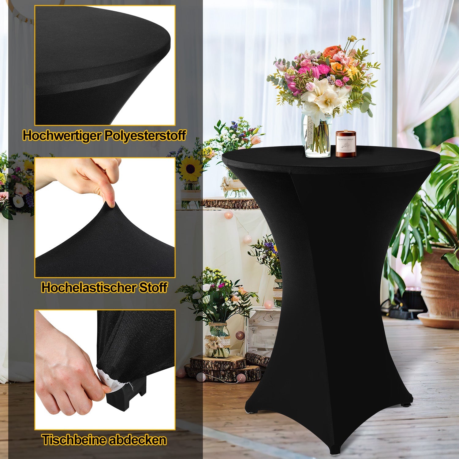 Cosmo Go Stehtisch klappbar Ø80cm mit Husse