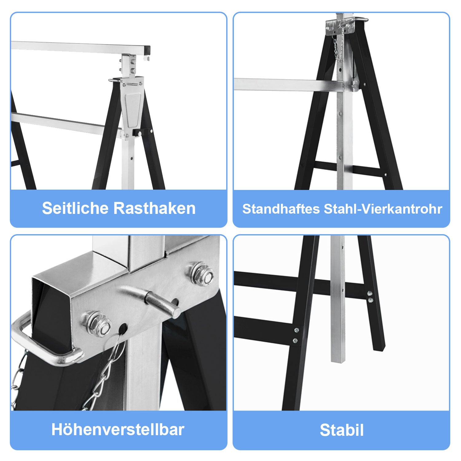 Cosmo Go 2x Gerüstbock Klappbock 7-fach höhenverstellbar Schwarz