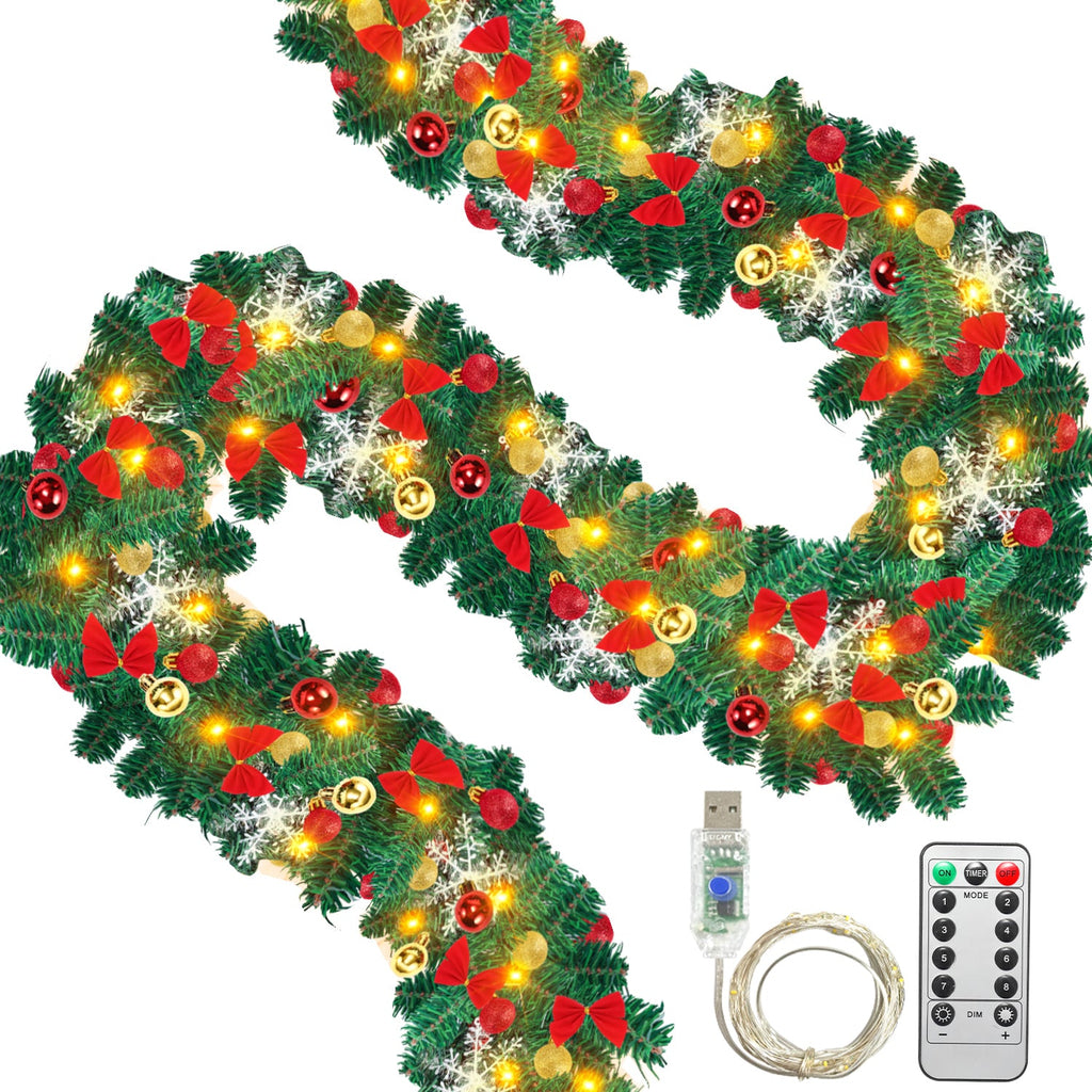 Cosmo Go Weihnachtsgirlande 100 LEDs mit Deko und Fernbedienung 5m