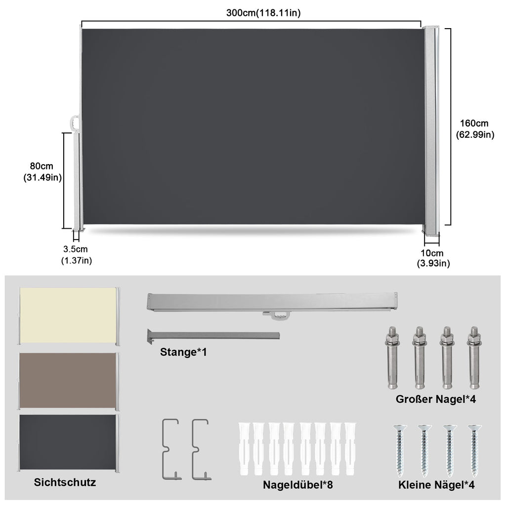Cosmo Go Seitenmarkise Sichtschutz Ausziehbar