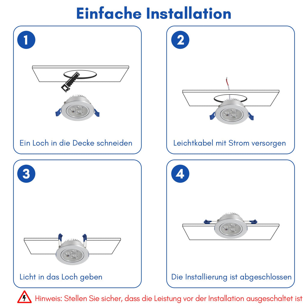 Cosmo Go LED Einbaustrahler 20x 3W Kaltweiß/Warmweiß Extra flach