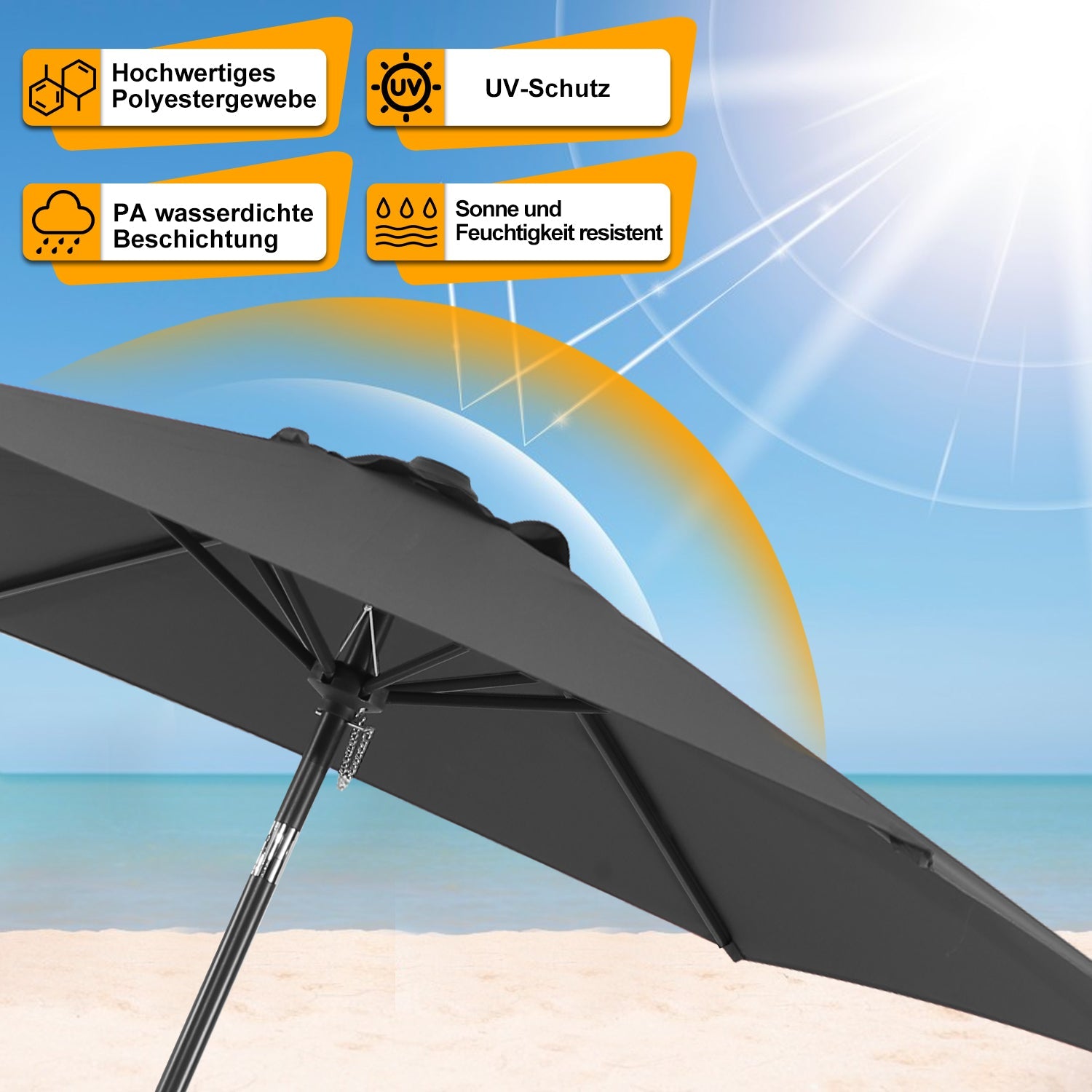 Cosmo Go Sonnenschirm 2.7m Winkelverstellbar mit/ohne LED