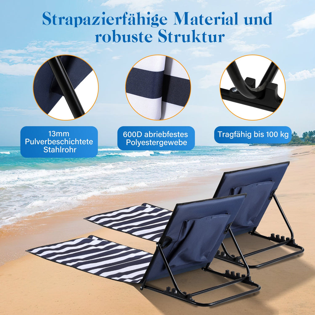 Cosmo Go Strandliegen Tragbar Strandmatte mit Einstellbar Höhe 158cm