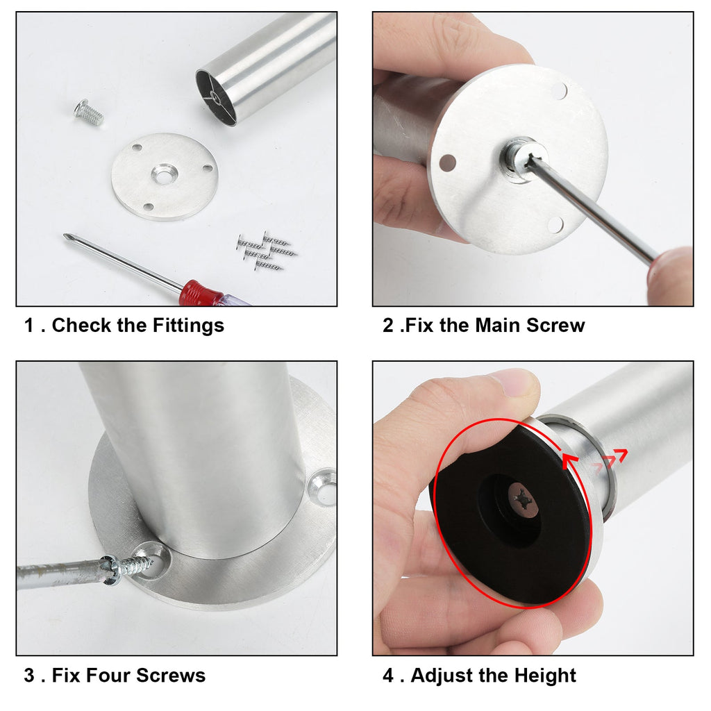Cosmo Go 4er Set Möbelfüße Aluminium Höhenverstellbar