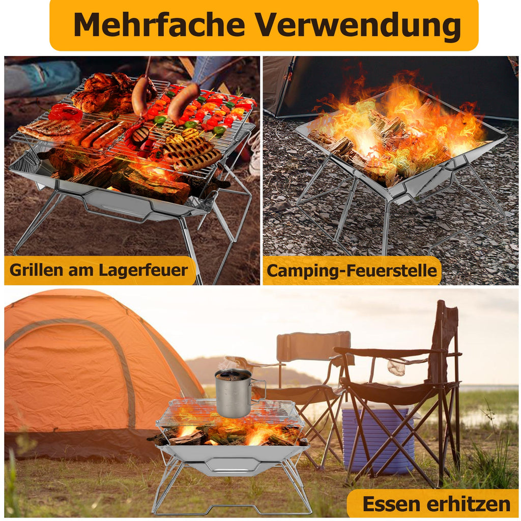 Cosmo Go Klappgrill Edelstahl Camping Holzofen Tragbar
