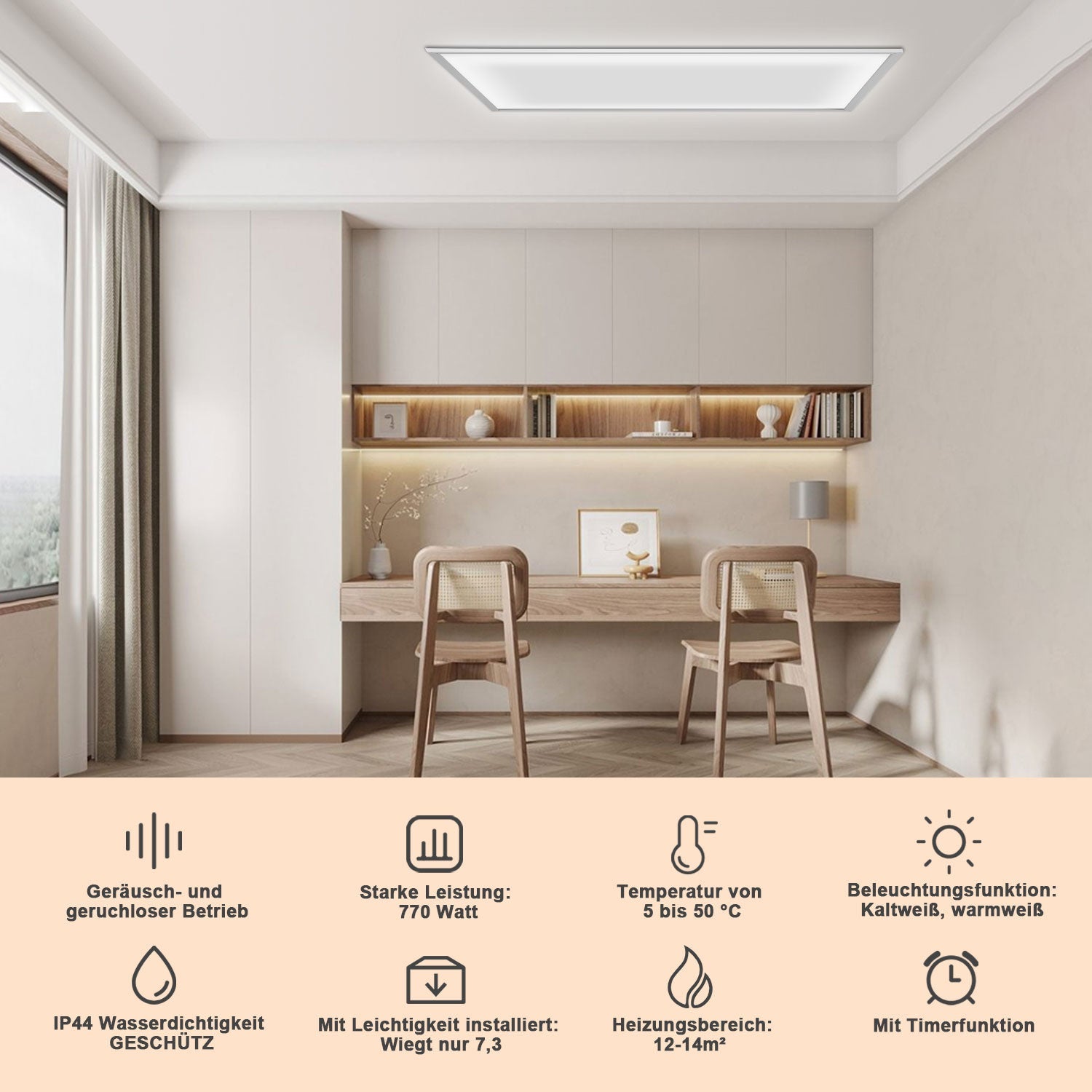 Cosmo Go Infrarotheizung Elektroheizer Decke WIFI 360/770W