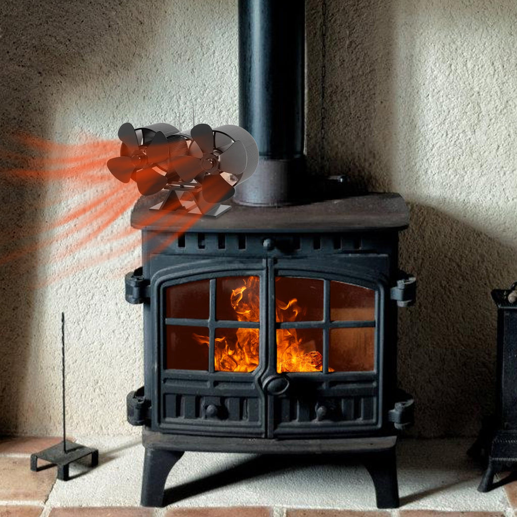 Cosmo Go 8 Blättern Kaminventilator mit Thermometer(Neue Version)