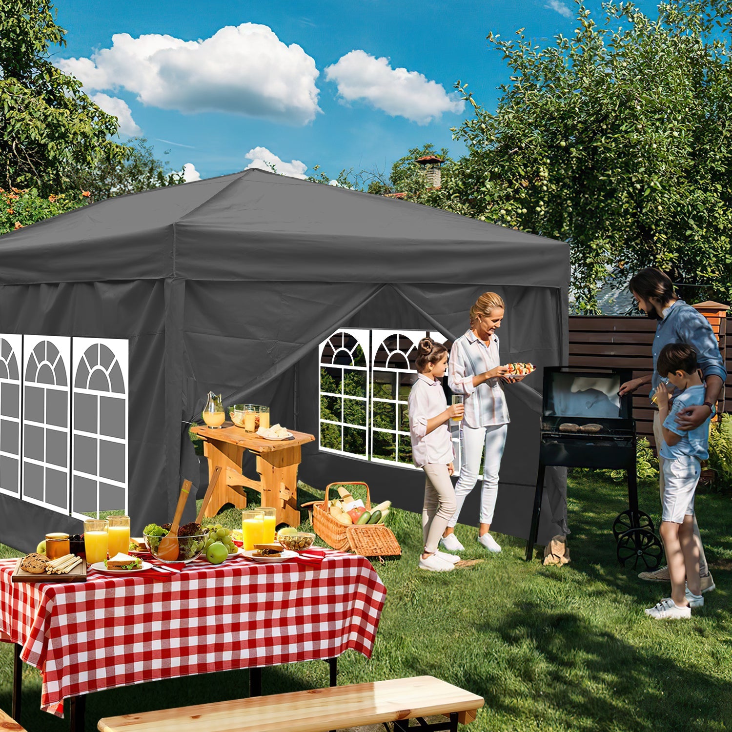 Cosmo Go Pop-Up Pavillon Gazebo 3x3m mit Seiten