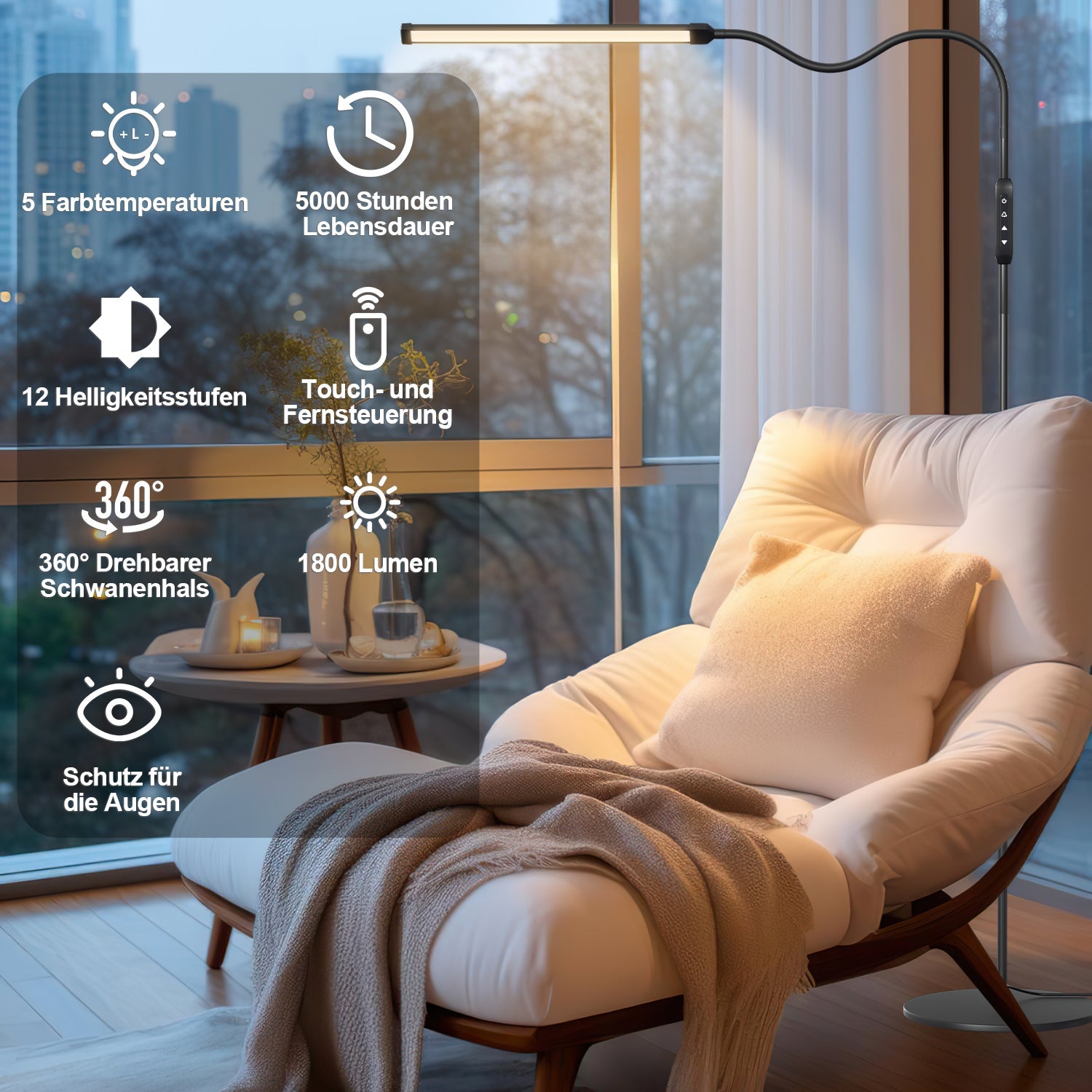 Cosmo Go Dimmbar Stehlampe 9W mit Fernbedienung