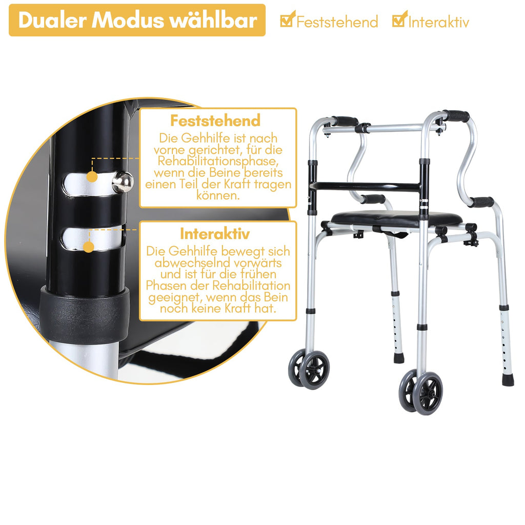 Cosmo Go Gehhilfe Leicht Rollator aus Aluminium bis 180 kg