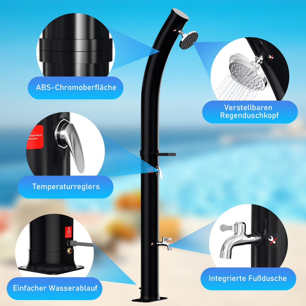 Cosmo Go 20L Solardusche Curve mit Regenduschkopf und Schutzhaube