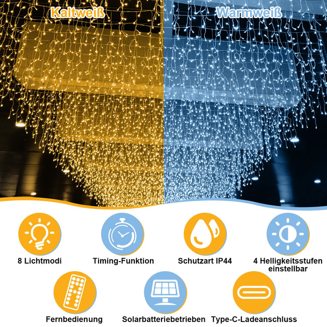 Cosmo Go Solar Eisregen Lichterkette mit Fernbedienung 5m-15m Main Image
