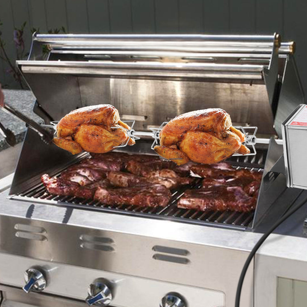 Cosmo Go BBQ Grillspieß Edelstahl Motor 4x Fleischnadel