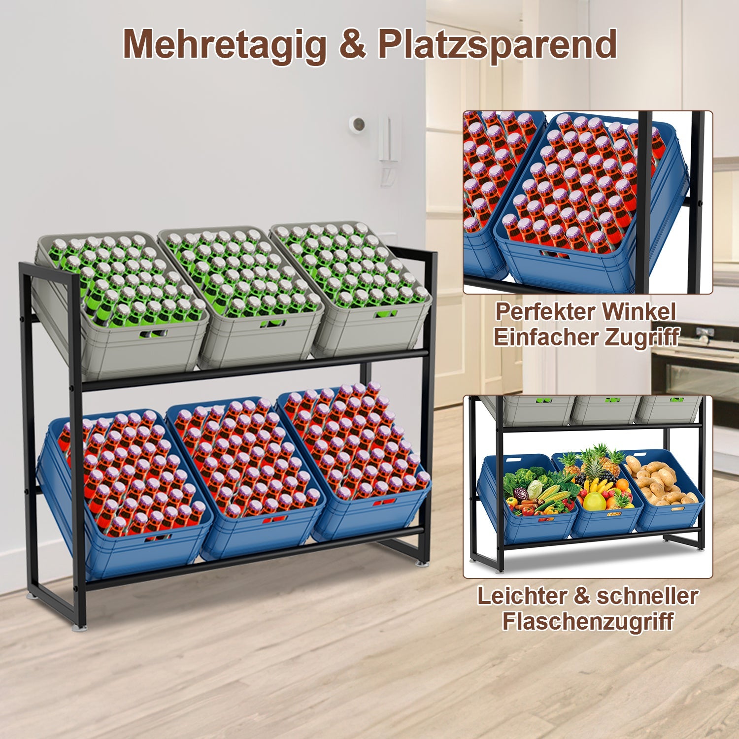 Cosmo Go Getränkekistenregal für 6 Kästen 105*85*32CM