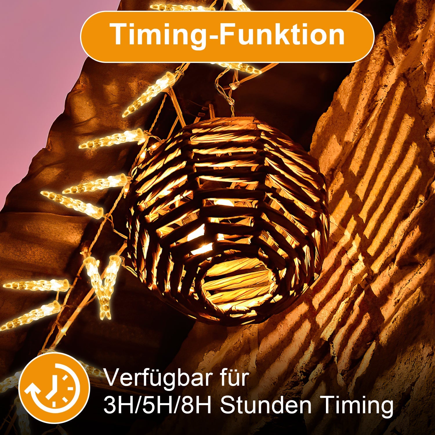 Cosmo Go Solar Eiszapfen Lichterkette mit Fernbedienung 10m