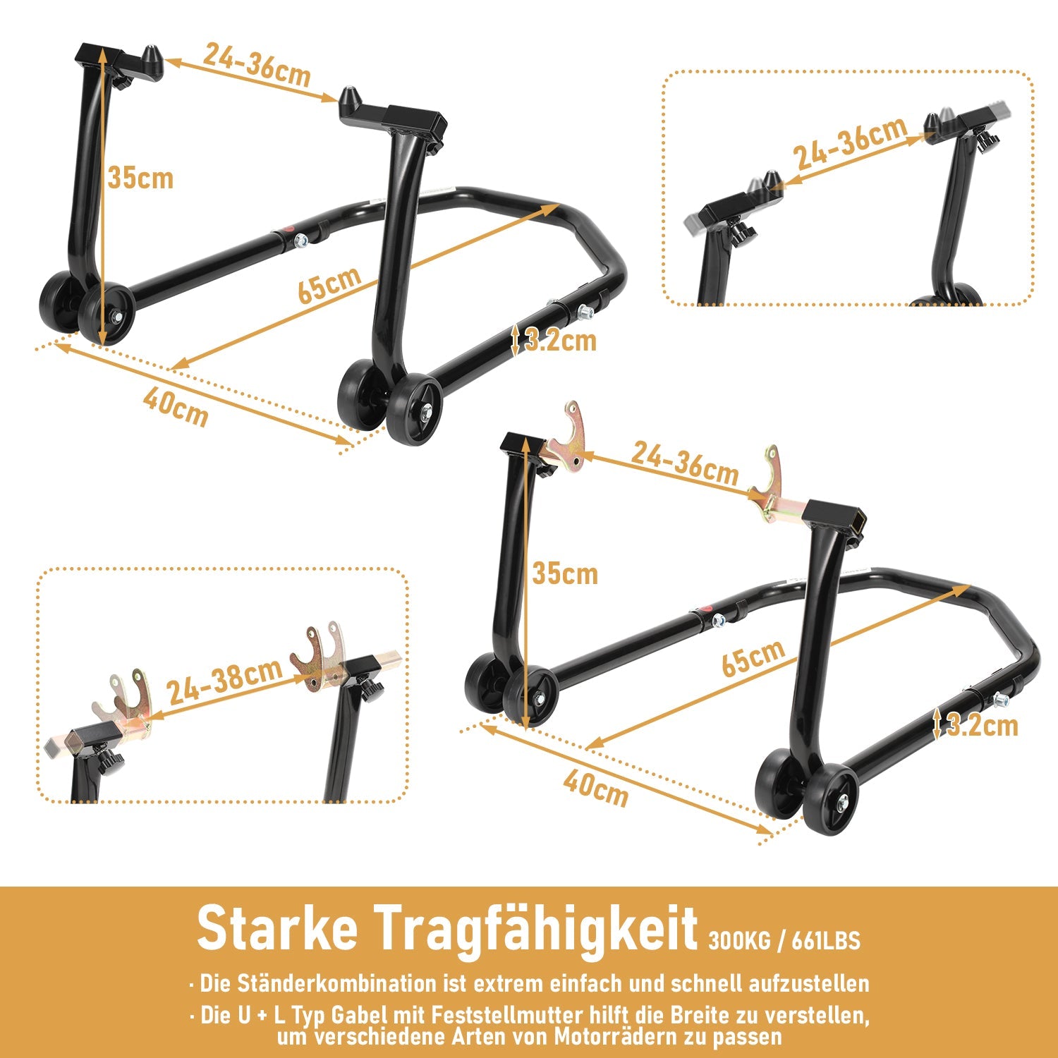Cosmo Go Motorradständer Motorradheber Vorne/Hinten