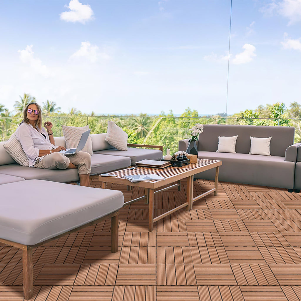 Cosmo Go WPC Terrassenfliesen 30x30 cm 11er Set in Holzoptik