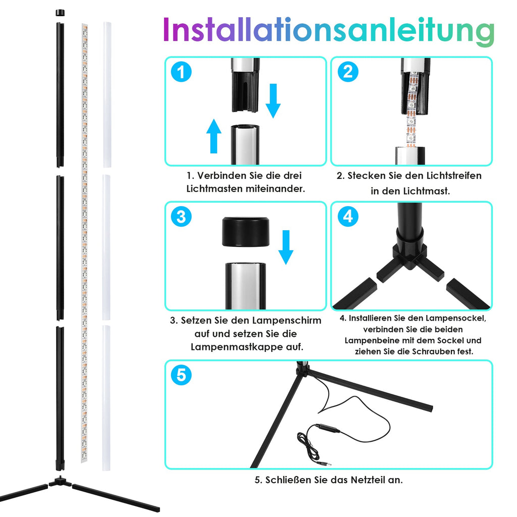 Cosmo Go Stehleuchte LED RGB Stehlampe Dimmbar 7W