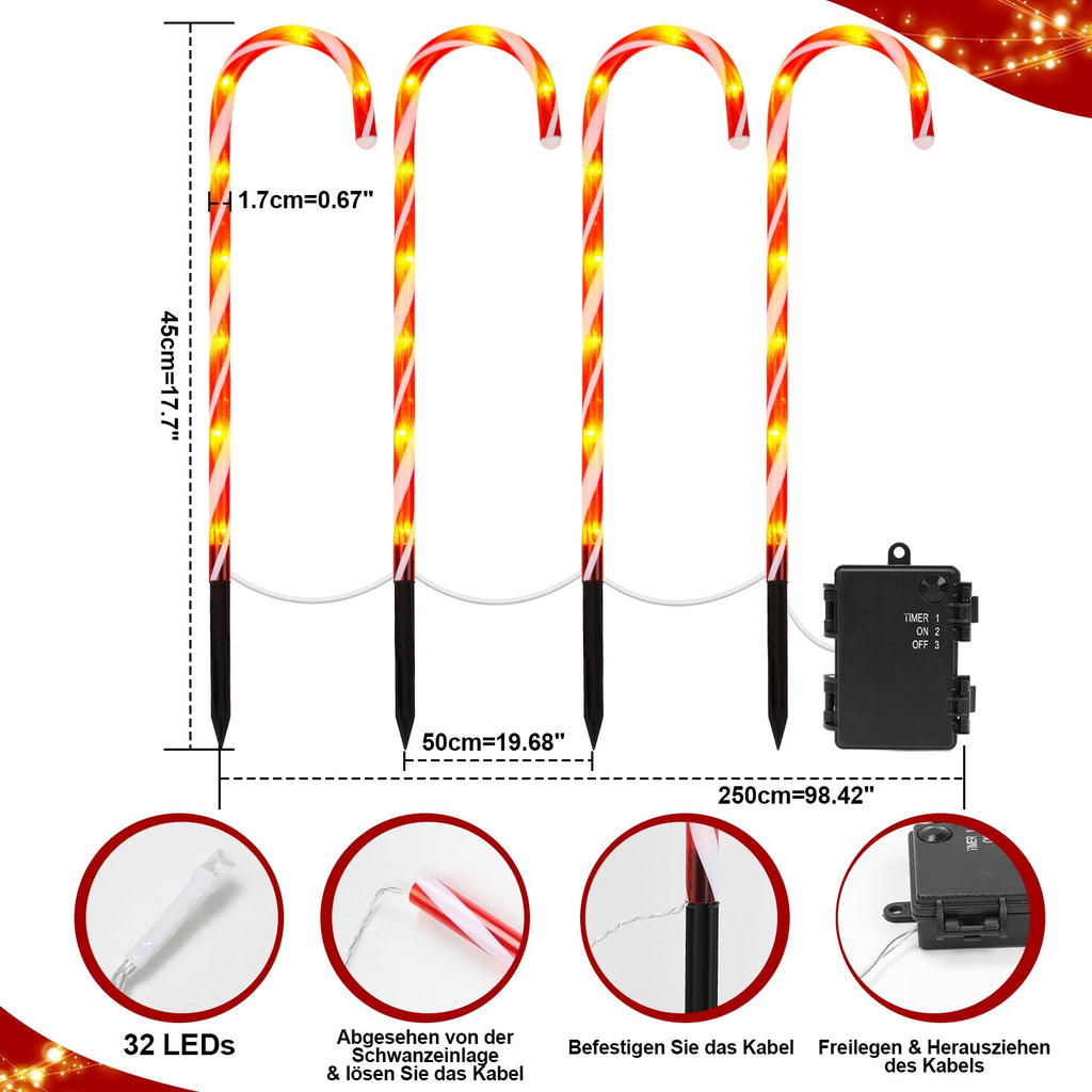 Cosmo Go 4x LED Zuckerstangen Weihnachtsdeko Außenleuchte