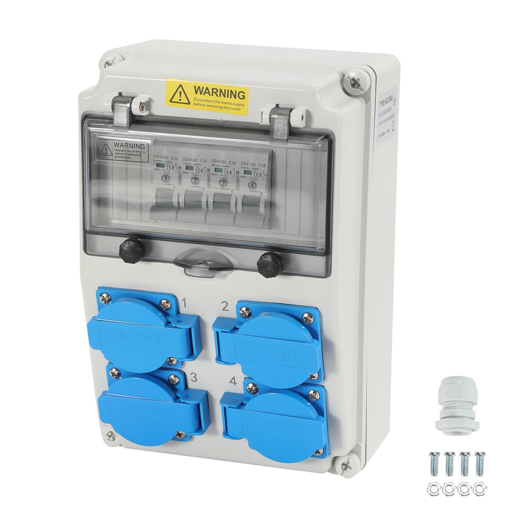 Cosmo Go Wandverteiler mit 4xSchuko-Steckdose16A 250V, 4xCEE Steckdosen 16A 1P