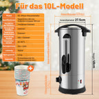 Cosmo Go 10 L Glühweinkocher Glühweinkessel inkl. 10 Tassen, Kupferfarbe