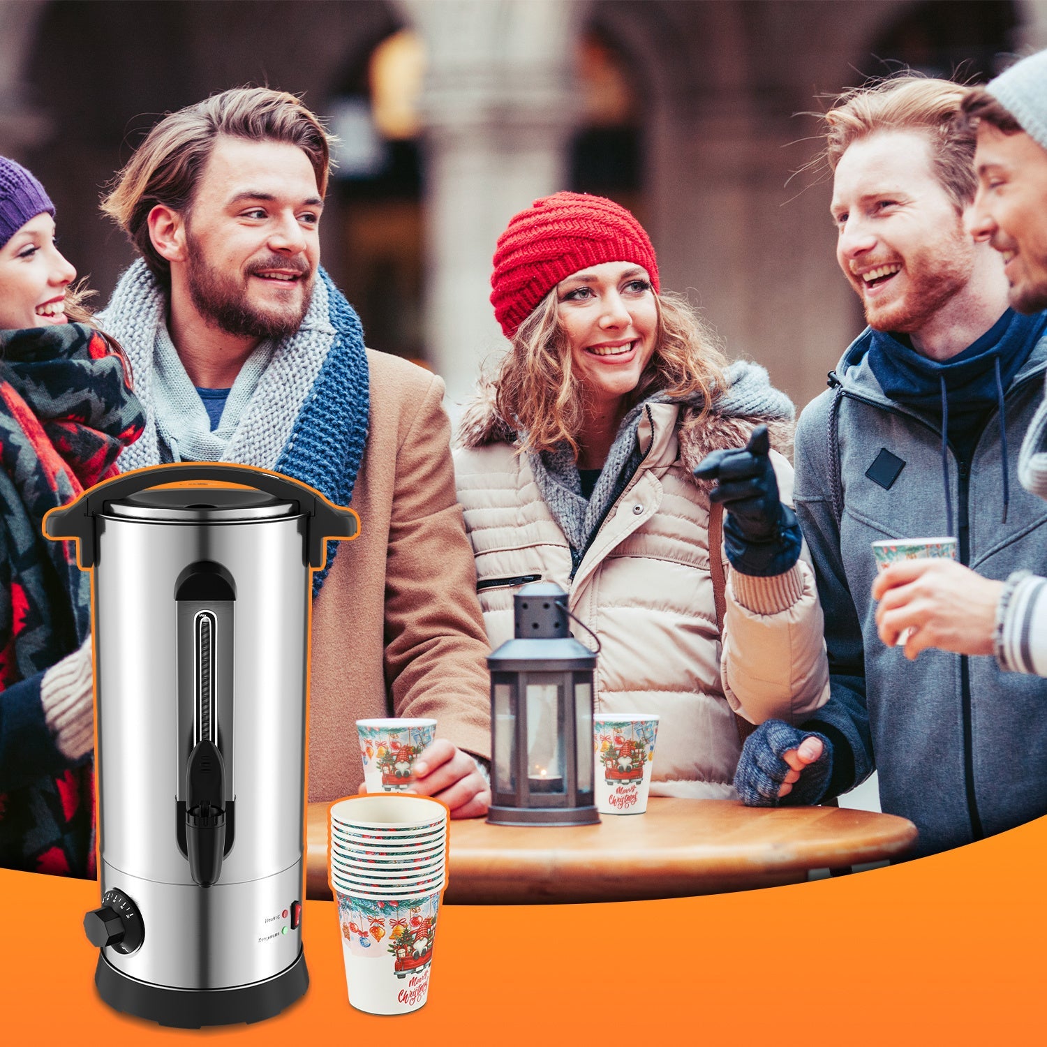 Cosmo Go 10 L Glühweinkocher Glühweinkessel inkl. 10 Tassen, Kupferfarbe