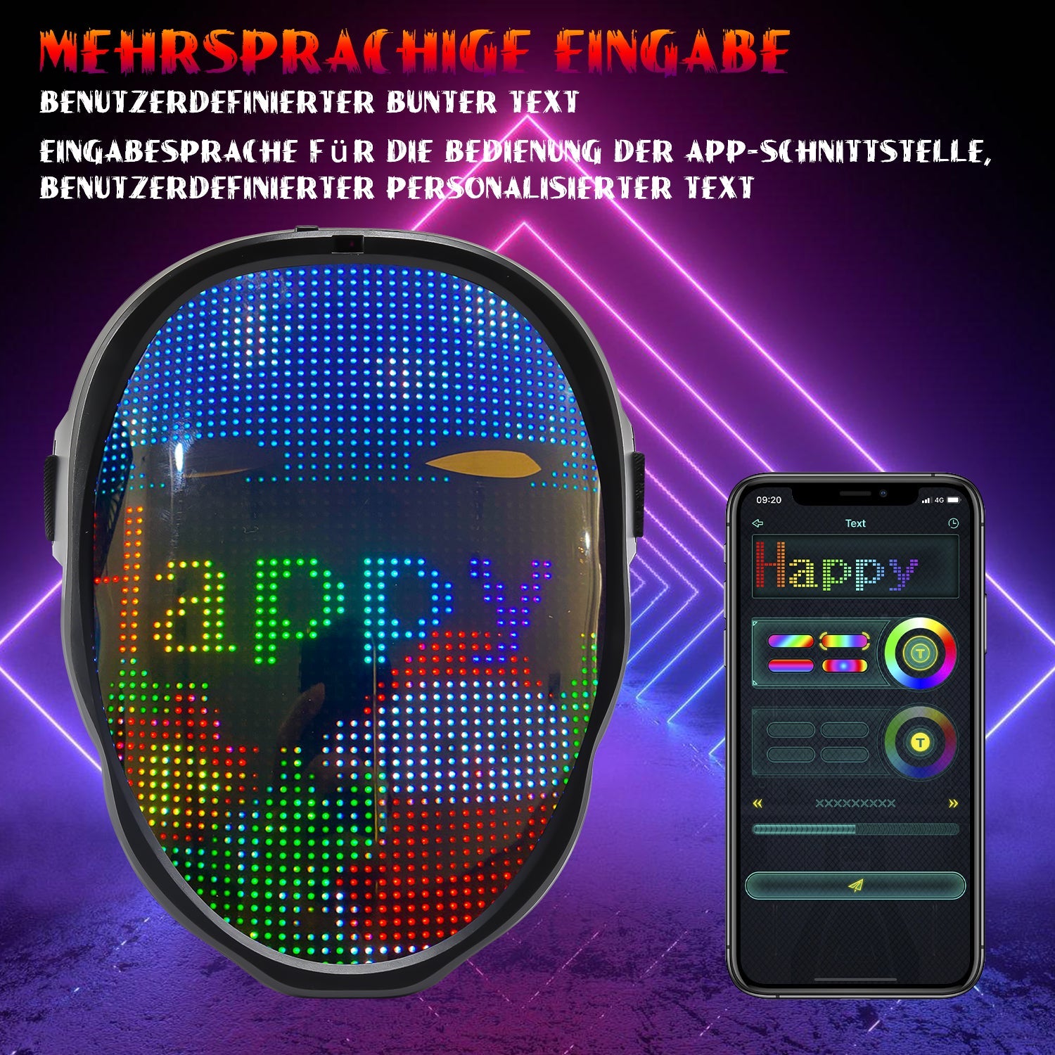 Cosmo Go LED Maske Party Halloween APP-Steuerung