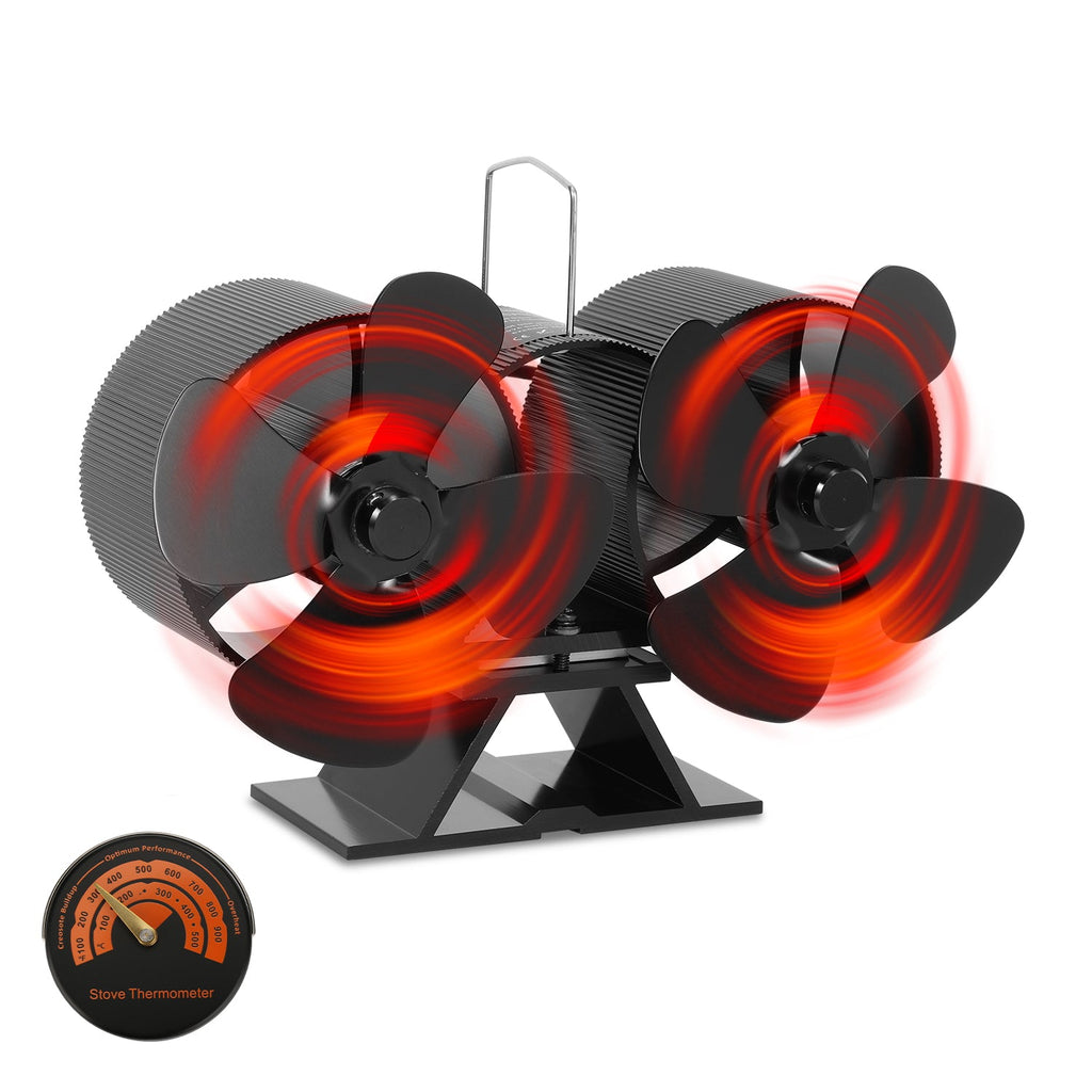 Cosmo Go 8 Blättern Kaminventilator mit Thermometer(Neue Version)