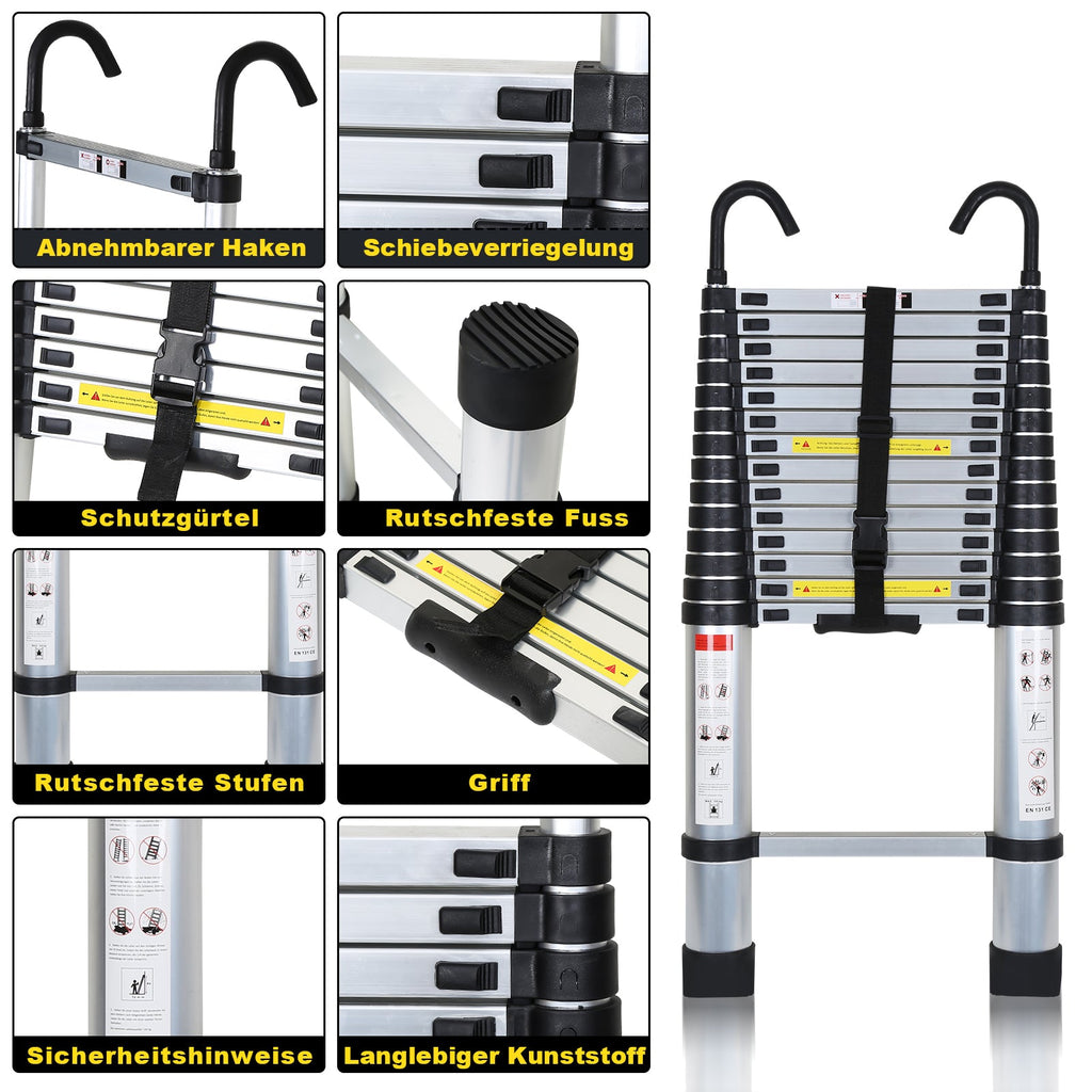 Cosmo Go Teleskopleiter mit 2 Abnehmbarem Haken