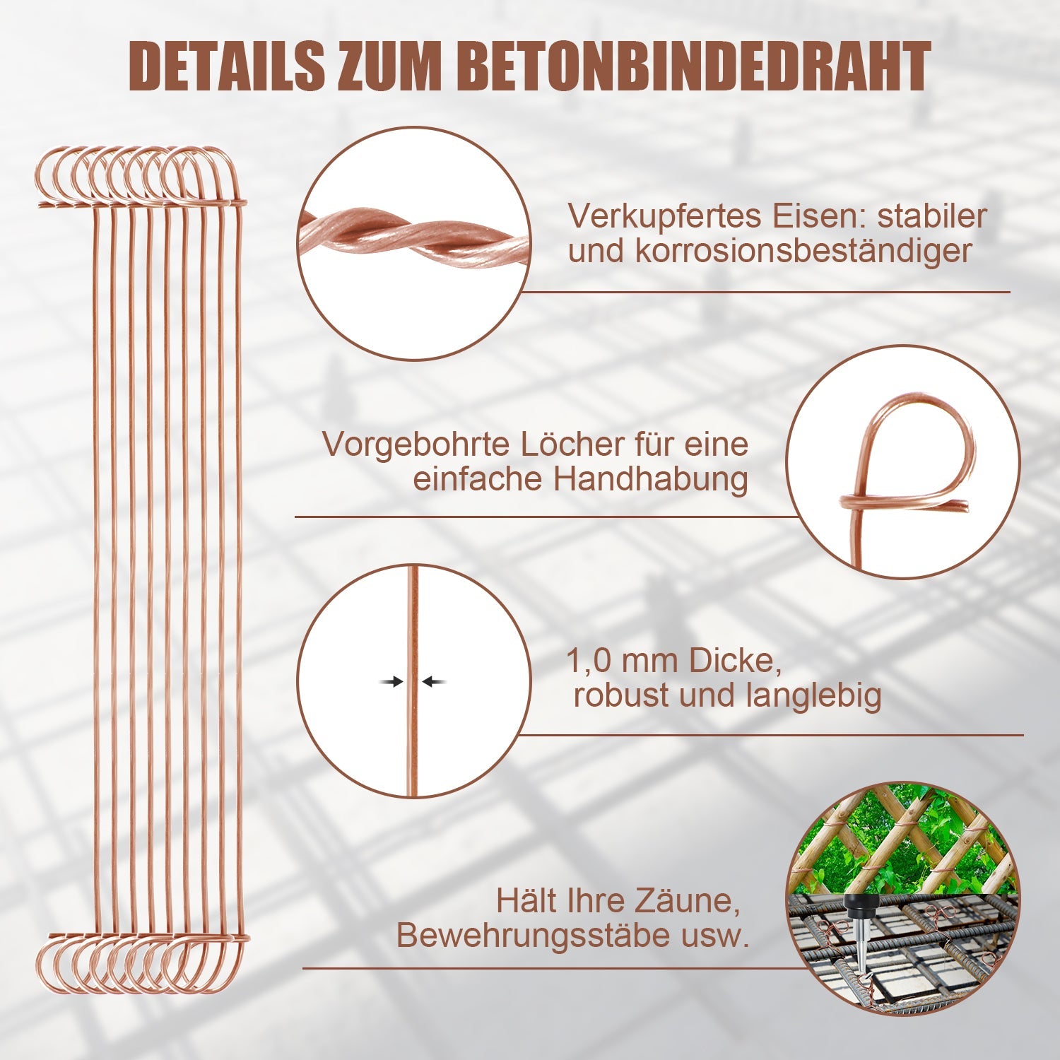 Cosmo Go Rödeldraht Ø1,0 x 100 mm/140mm Betonbindedraht 1000 Stk