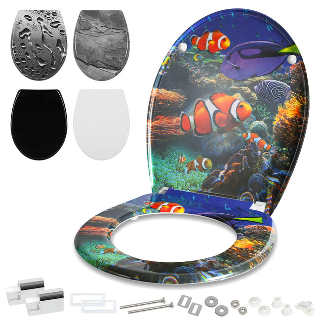 Cosmo Go Toilettendeckel WC Sitz mit Absenkautomatik O-Form Hover Image