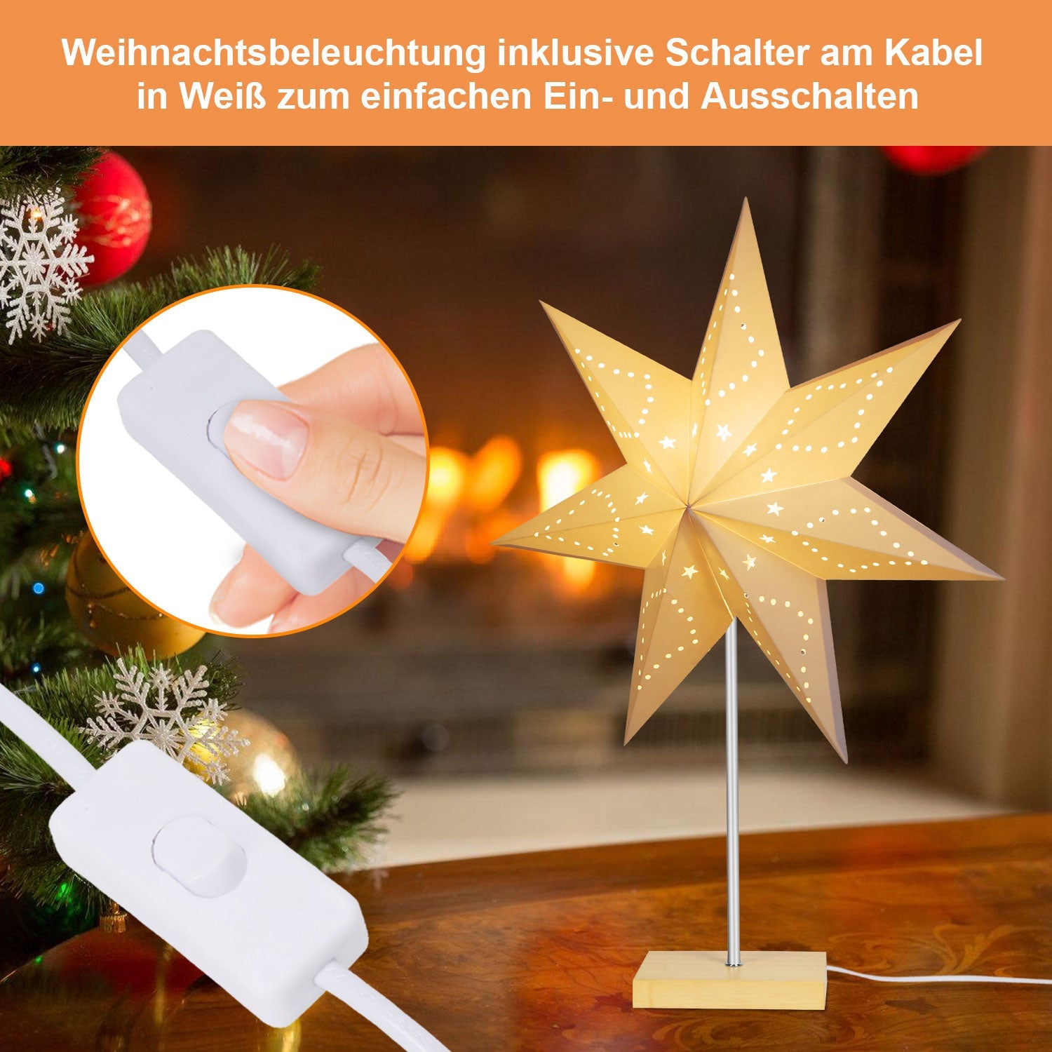 Cosmo Go LED Weihnachtsstern Papier Tischlampe 65cm