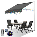Cosmo Go Klemmmarkise mit Handkurbel mit Solar LED Lichtkette
