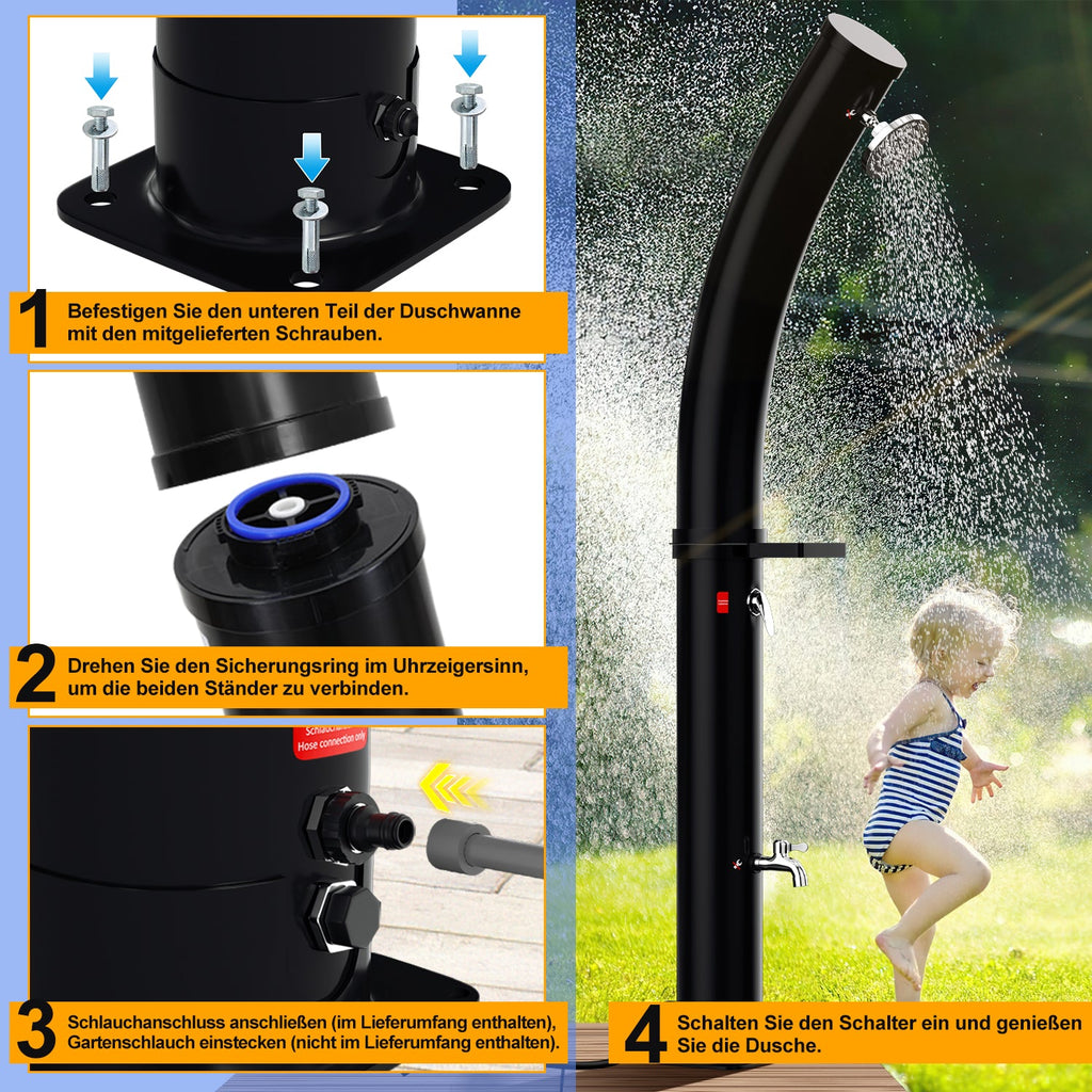 Cosmo Go 35L Solardusche Curve mit Regenduschkopf und Schutzhaube