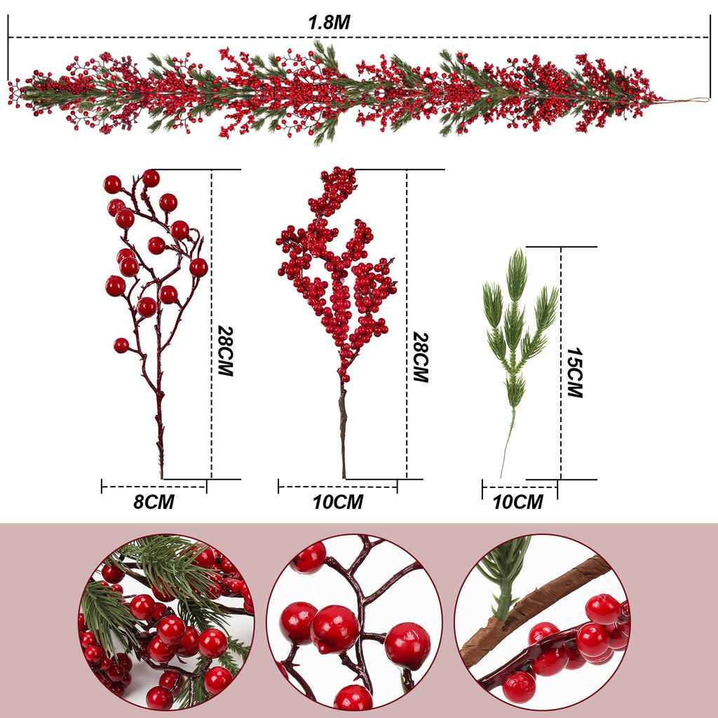Cosmo Go 180 cm Weihnachten Girlande mit roten Beeren