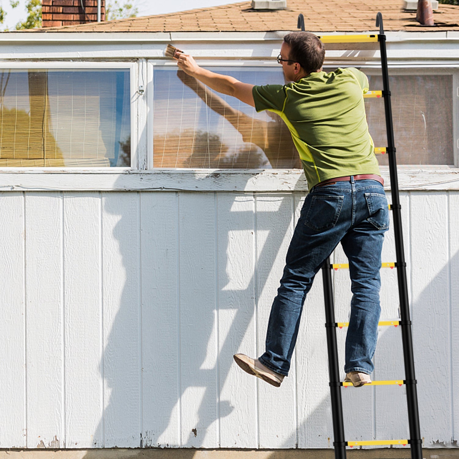 Cosmo Go Teleskopleiter Aluminium mit Langsamer Schrumpfungsfunktion und Abnehmbarem Haken