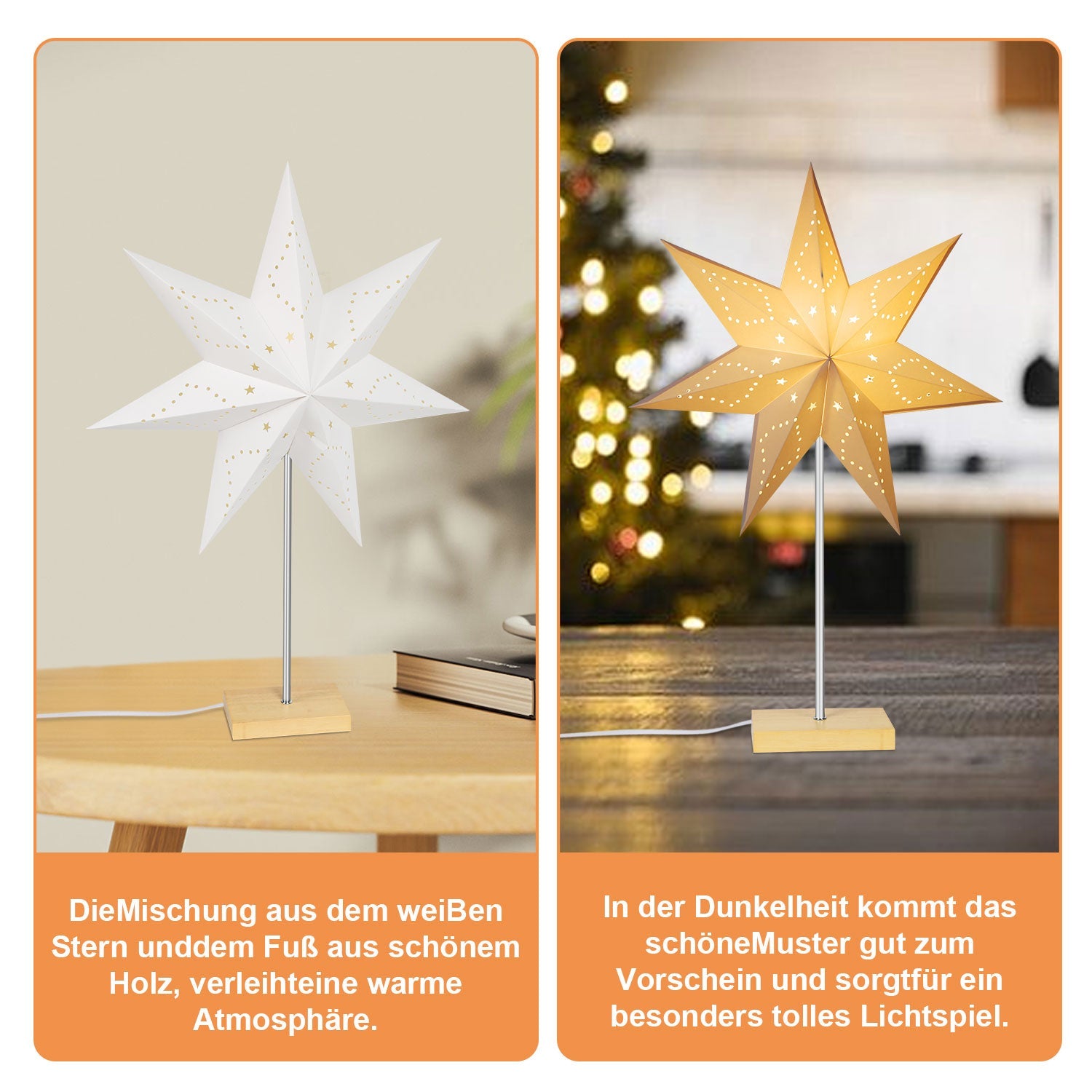 Cosmo Go LED Weihnachtsstern Papier Tischlampe 65cm