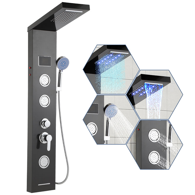 Cosmo Go Duschpaneel Wandduschpaneel 5 Funktionen Edelstahl Schwarz