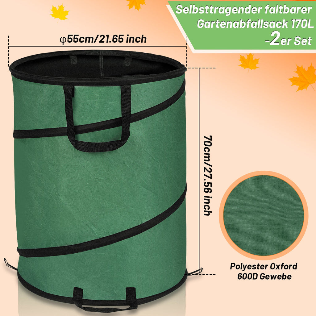 Cosmo Go Gartensack Pop Up Gartenabfallsack 170L mit Griffen