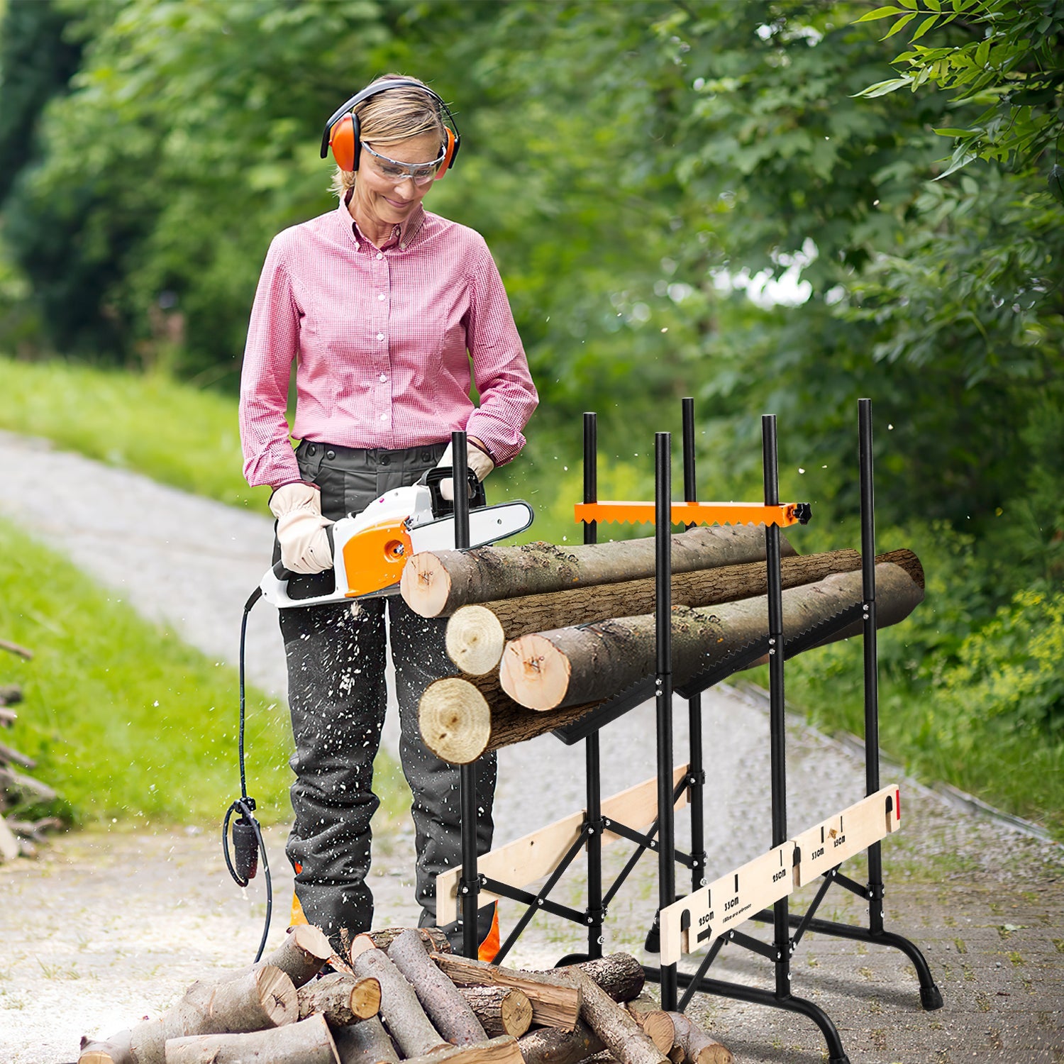 Cosmo Go Sägebock Klappbar Holzsägebock mit Auswurfsicherung & Maßskala