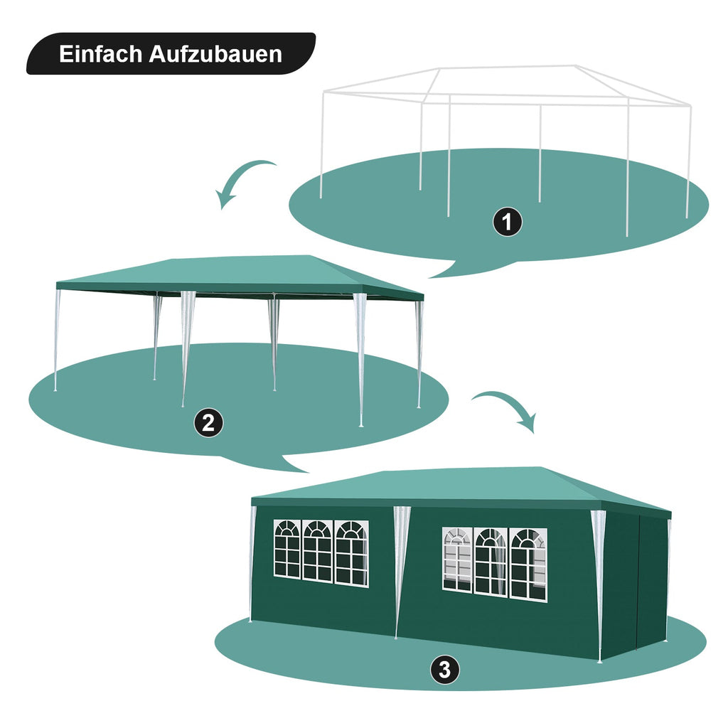 Cosmo Go Pavillon 3x6m Partyzelt Wasserdicht mit Seitenteilen