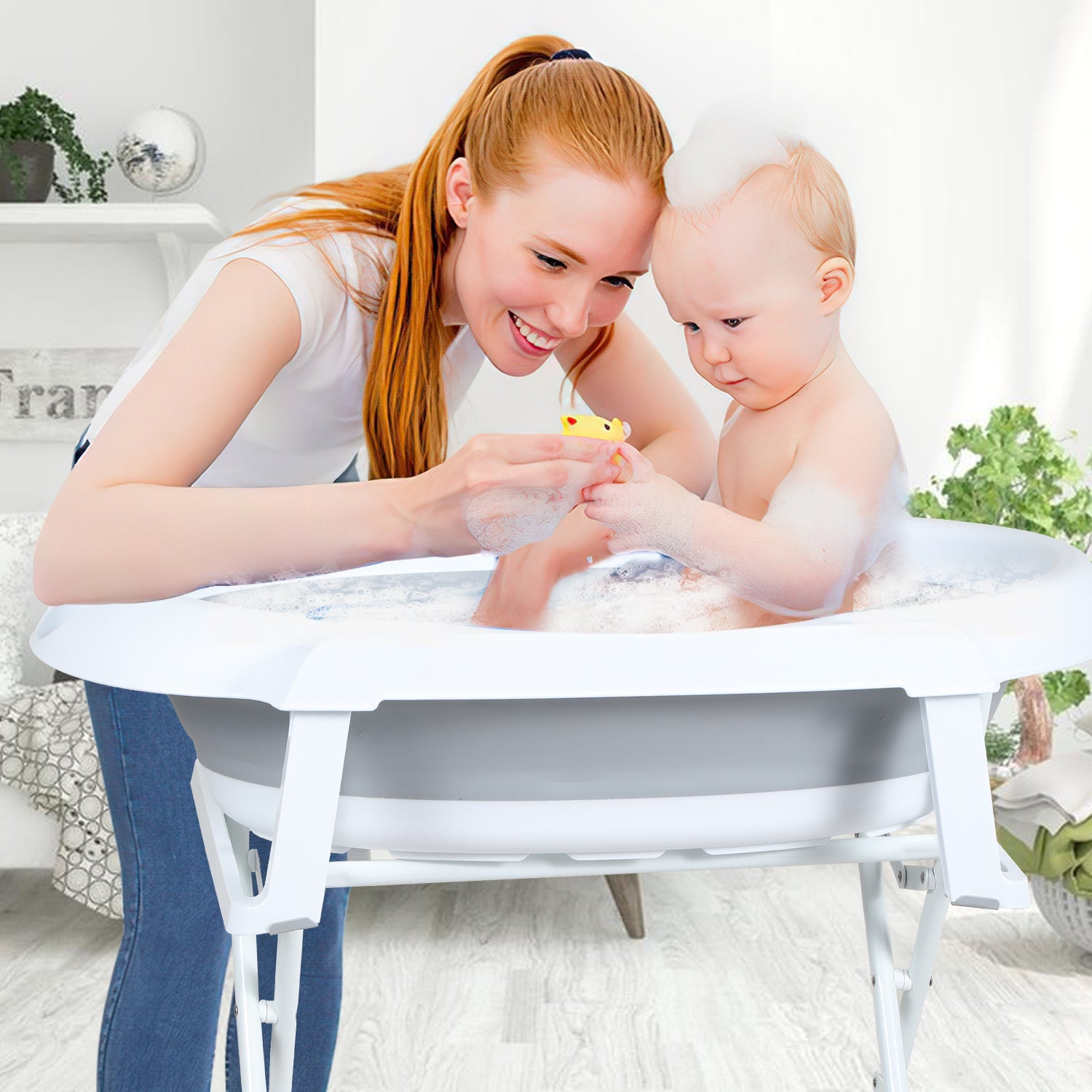 Cosmo Go Babywanne mit Ständer Faltbare mit Thermometer